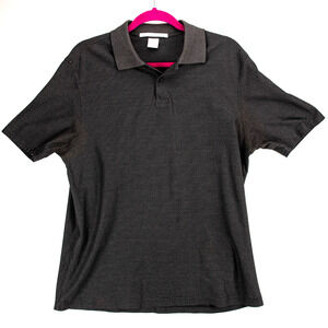 Textured Knit Polo Shirt Men’s Medium Charcoal Gray Minimalist | Perry Ellis